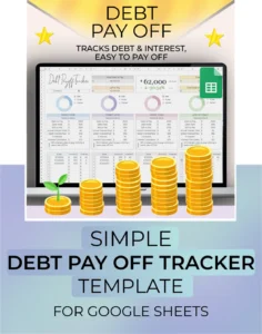 Main staging image of the Debt Payoff Tracker Spreadsheet template in Google Sheets, perfect for tracking and paying off debt visually.
