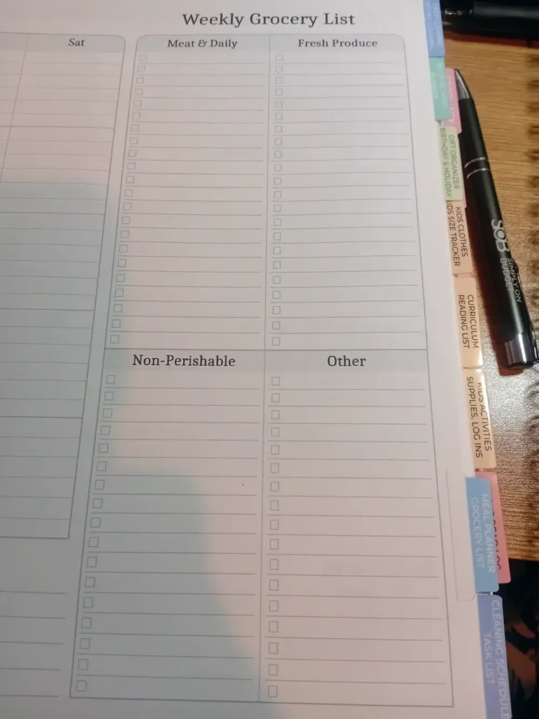 grocerry shopping list for groceries