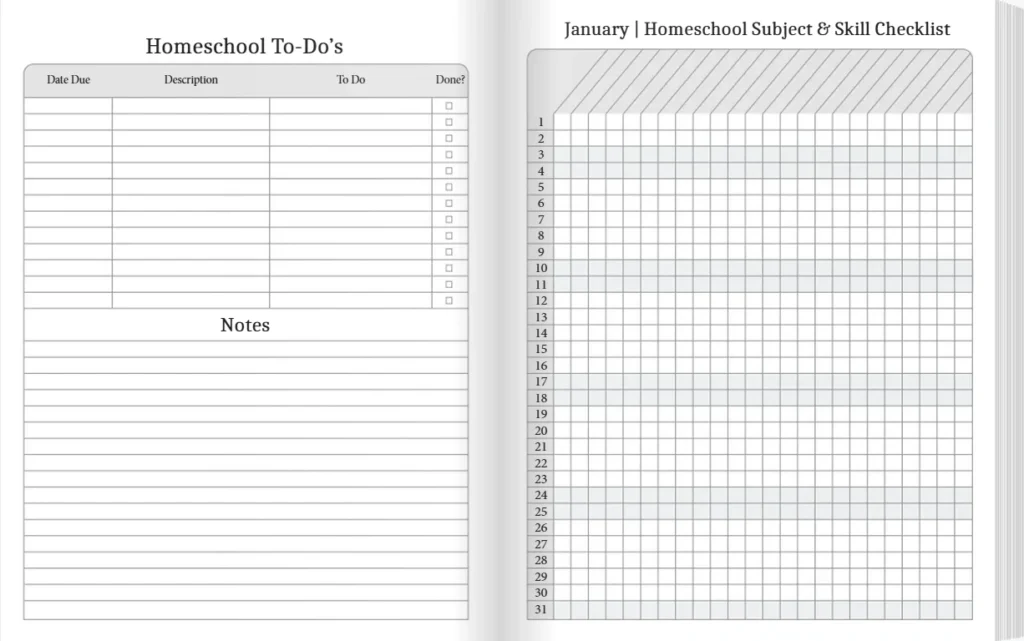 daily planner homeschool