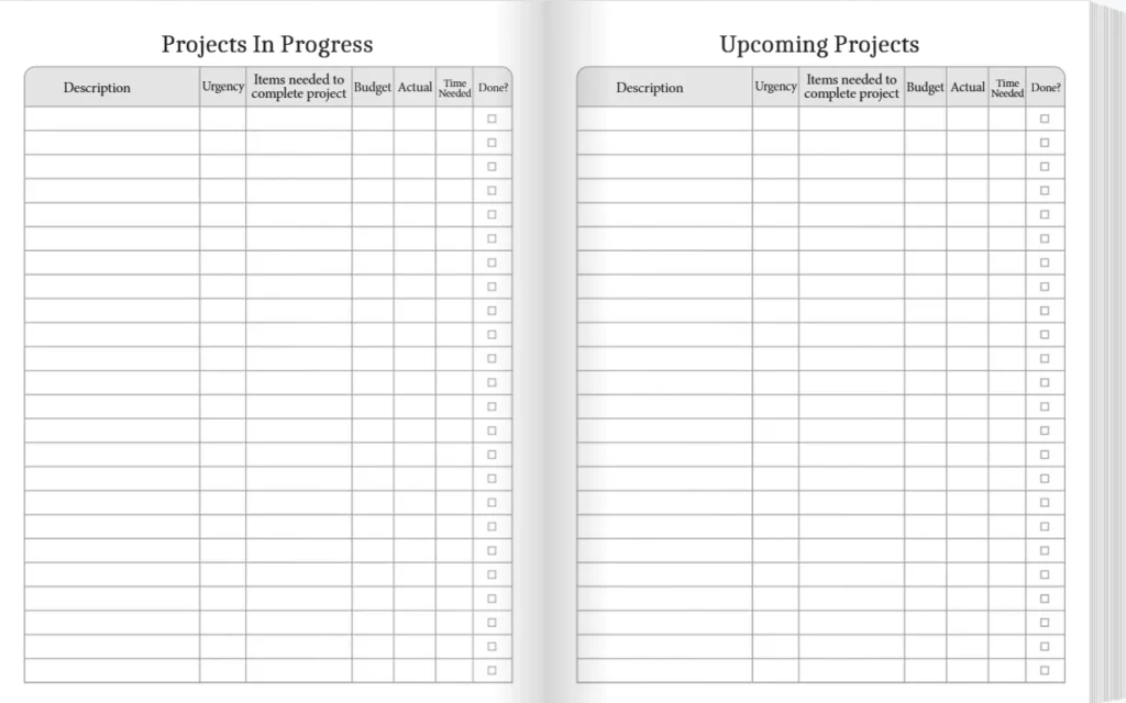 daily planner projects tracker